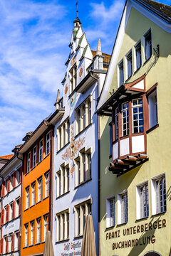 Feldkirch, Austria - October 31: historic buildings at the old town of Feldkirch on October 31, 2022
