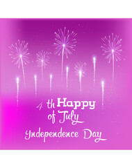Salute, fireworks greeting card. Happy independence day United states of America. 4th of July. Fourth of July. Independence day. PNG 