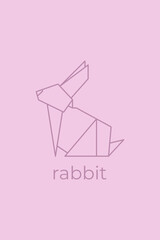rabbit origami. Abstract line art rabbit logo design. Animal origami. Animal line art. Pet shop outline illustration. Vector illustration