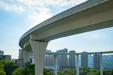 Look up at the circular overpass