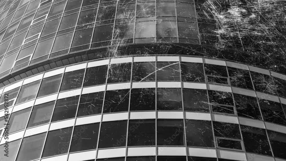 Poster skyscraper windows with flashing white scratches