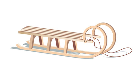 Wooden sled isolated on transparent background. Png file