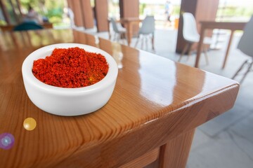 Aroma red spices powder on the desk