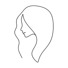 Hand drawn female face. Vector hand drawn line art, female face, continuous line, fashion concept, minimalist female beauty. Print, illustration for t-shirt, design, logo for cosmetics, etc.