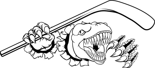 Dinosaur Ice Hockey Player Animal Sports Mascot © Christos Georghiou