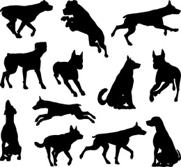 Dog Silhouettes Animal Set