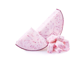 Taro, sliced of taro isolated on white background