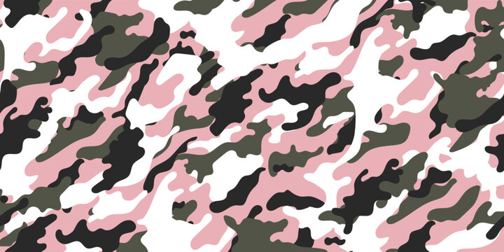 Pink camouflage military pattern. Vector camouflage pattern for clothing design. 