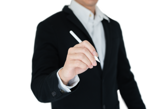 Businees man with hand action isolate