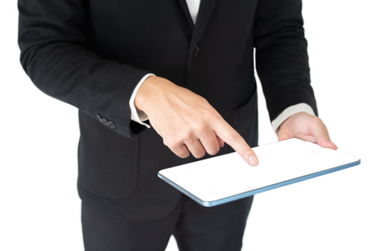 Businees man with hand action isolate