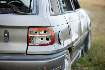 Obraz premium close up of a car, abandoned car