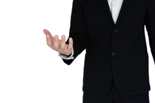 Businees man with hand action isolate