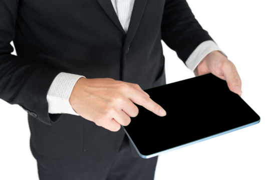 Businees man with hand action isolate