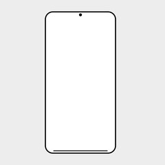 Black smartphone mockup with blank screen isolated on white background. mobile phone front view. 3D mobile phone vector illustration