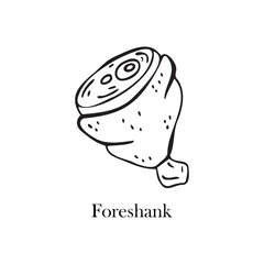 Vector illustration of a German dish - foreshank. Dishes for Christmas and New Year.