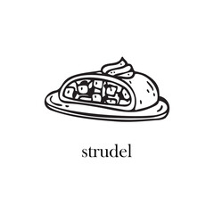 Vector illustration of a Czech dish - strudel. Dishes for Christmas and New Year.