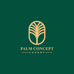 Dates Palm Tree Logo Line Art Vector Illustration Luxury Palm Logo