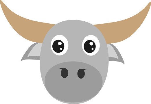 cute buffalo cartoon on white background