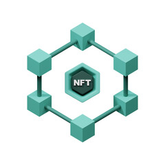 NFT Blockchain 3D Icon design