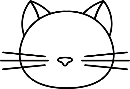 Black head of cat. Illustration. Cute icon. Animal silhouette