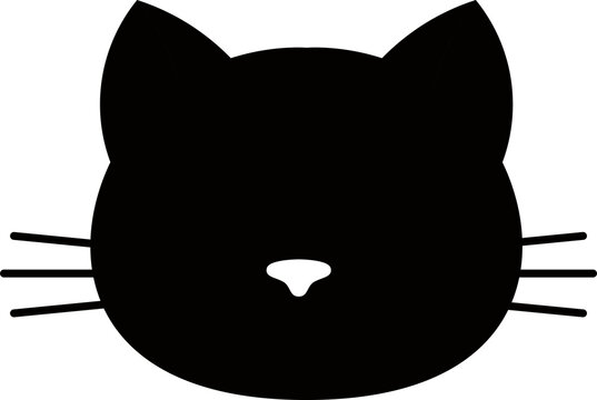 recommend clip art: Black head of cat. Illustration. Cute icon. Animal silhouette