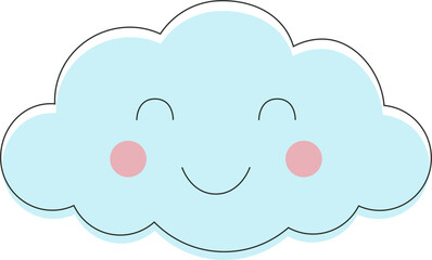 Smiling cloud icon. Cute sky. Hand drawn illustration for babies, kids