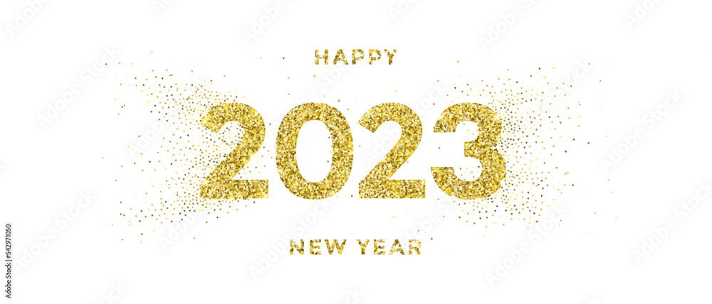 Poster 2023 happy new year background texture with glitter fireworks. vector new year eve sparkle backgroun