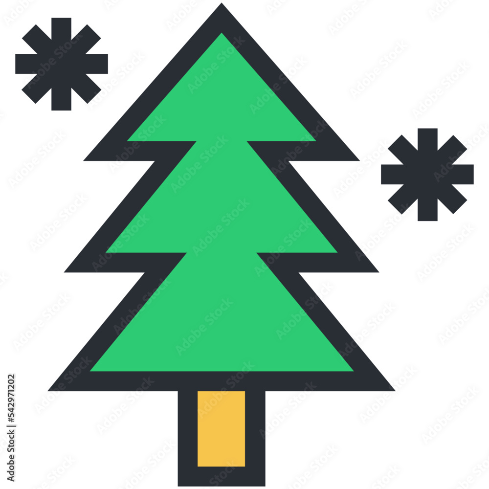 Sticker christmas tree vector icon