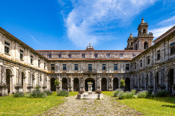 Courtyard of the monastery of Oseira at Ourense, Galicia, Spain. Monasterio de Santa Maria la Real de Oseira