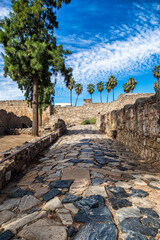 Arab Fortress Alcazaba near Guadiana river in Merida, Spain