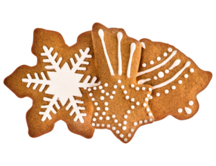PNG Gingerbread cookies isolated transparent background. Christmas sweet food