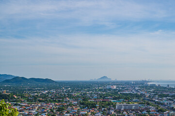 Cityscape view of huahin district from Khao hin lek fai view point sigh. Khao Hin Lek Fai is a place to see a spectacular view of the entire town.Also know as khao radar in local people 