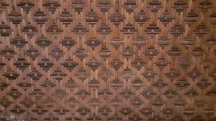 panorama old bamboos wall Texture ,woven bamboo background