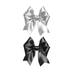 Set of black white bows in realistic style Vector illustration Realistic Bow on white background