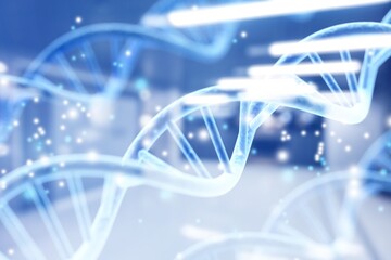 DNA helix structure hologram, genetic concept.