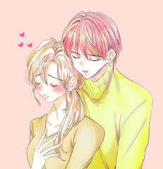 くっつく男性とドキドキする女性