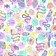 Seamless pattern with magic items. - 542976805
