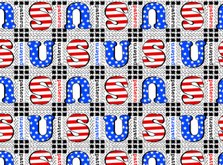 American flag banner with colorful pattern