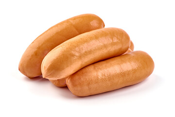 Boiled pork sausages, isolated on white background. High resolution image.