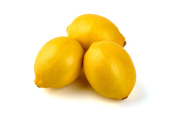 Organic lemon fruits, isolated on white background.