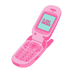 y2k flip phone, pink cute phone, 2000s aesthetic, retro nostalgia