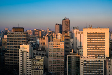 Fototapeta na wymiar High Rise Buildings of Sao Paulo City Downtown by Dusk