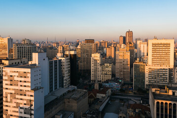 High Rise Buildings of Sao Paulo City Downtown by Dusk