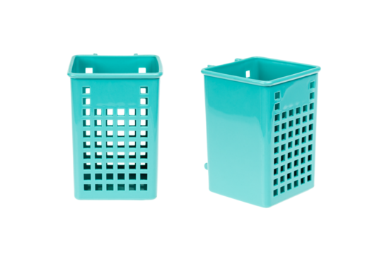 collection of various light blue plastic basket for pen, pencil, ruler, etc.