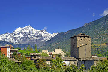  Remains of Roman buildings in the old town of Aosta. On the Aosta has survived a number of important Roman monuments - obrazy, fototapety, plakaty