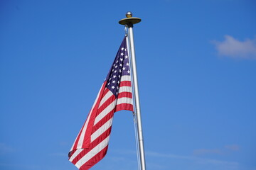 american flag on sky background