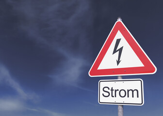 3d Illustation - Verkehrsschild - Achtung - Strom - Himmel - Wolken
