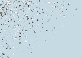 Silver Serpentine Falling Vector Blue Background.