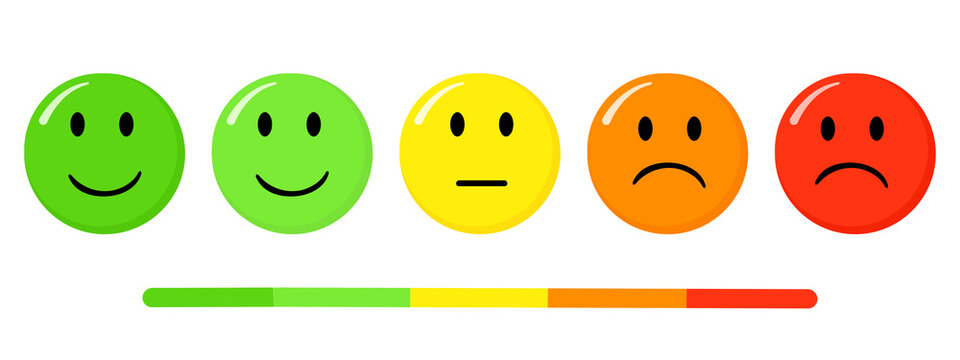 Set of Rating satisfaction emoji on transparent background.
