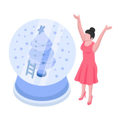 Premium download illustration of new year snow globe 